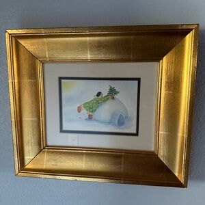 Water Color Painting by Alaskan Artist Christmas Tree on an Igloo